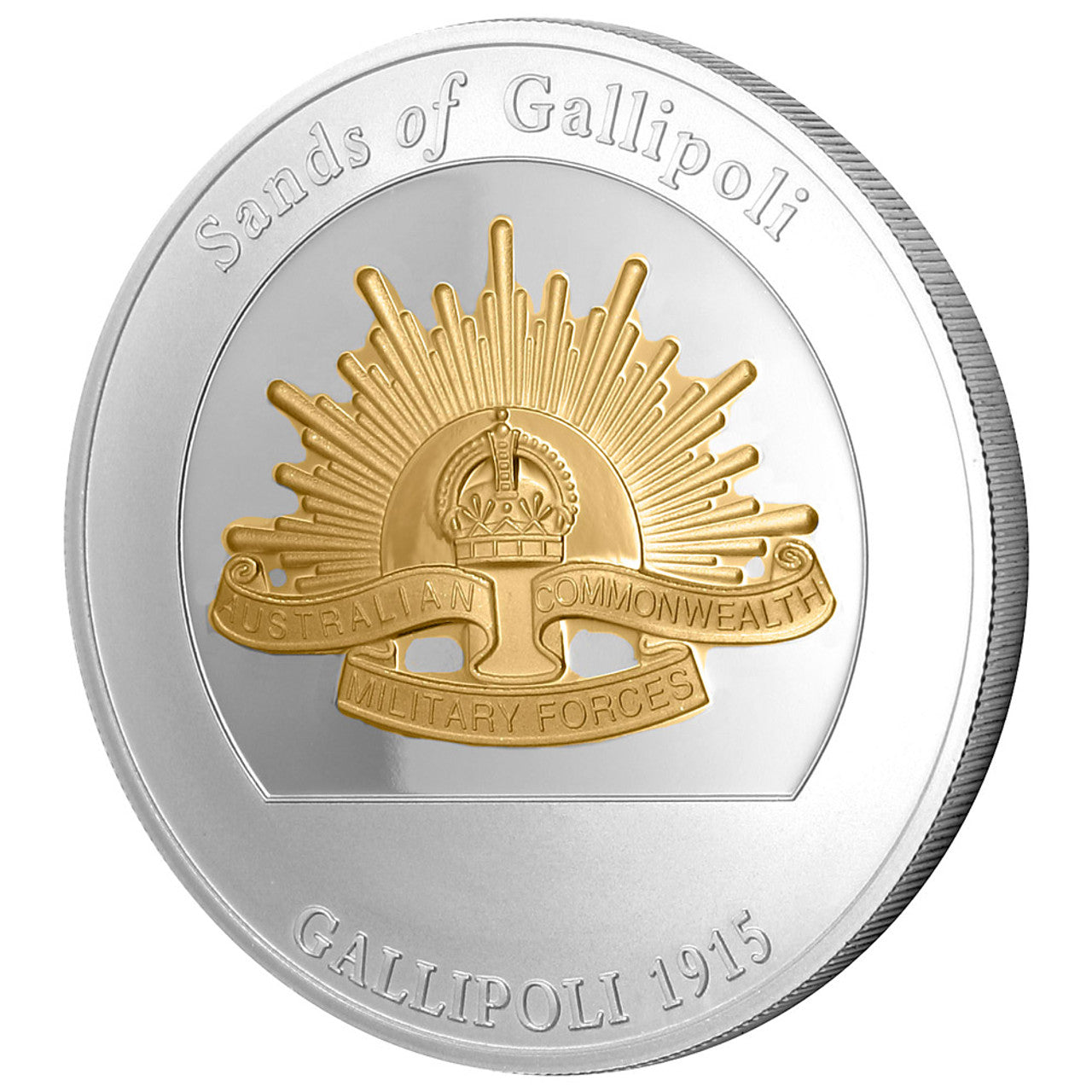 Colour: Gold, silver Material: Minted from brass alloy, finished in highly polished gold and silver plate Measurement: Medallions: 50mm x 4.5mm, Case: 195mm (W) x 245mm (H) x 30mm (D) Volume: Limited to 2,500 releases www.moralepatches.com.au