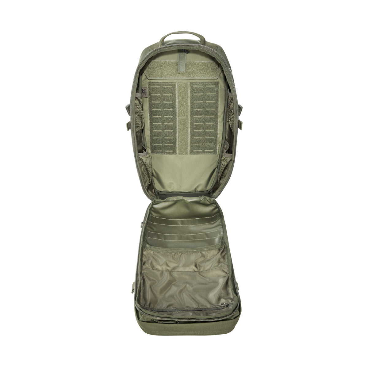 With a main compartment that opens completely and the special zipper guides it's possible to use the pack as a top loader. The shoulder straps can also be adjusted in length in order to wear the backpack over vests. www.moralepatches.com.au