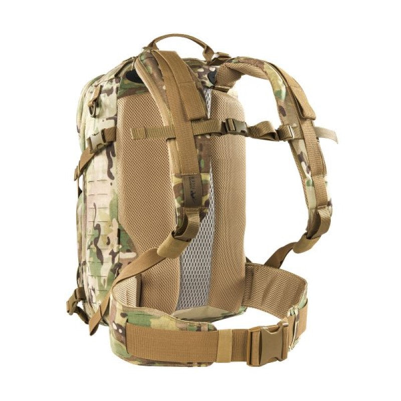 The Tasmanian Tiger Modular Radio Pack Multicam features exterior pouches and a front flap with a zippered pocket. The included removable hip belt can also double as a Warrior Belt, while the radio holder can be easily adjusted for height and width. Top zippered openings provide quick access, while the shoulder straps include cable guides and ports. www.moralepatches.com.au
