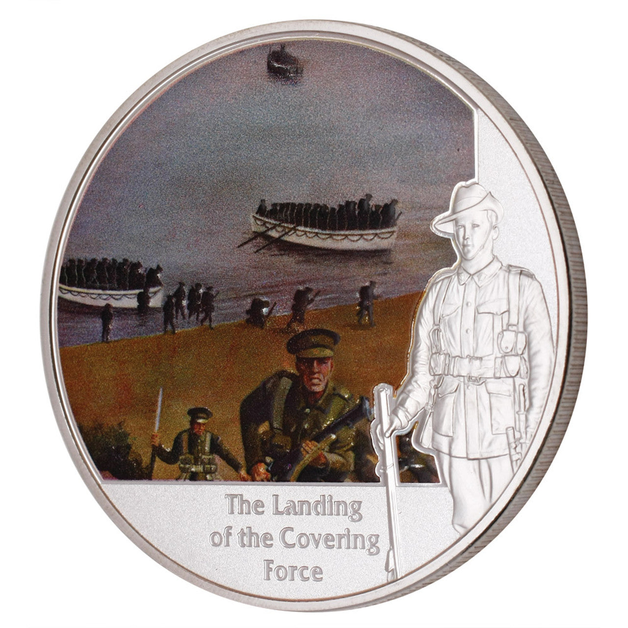 The stunning Sands of Gallipoli 2012 release The Landing Two Limited Edition Medallions Set from the military specialists. This Limited Edition set of proof quality medallions features photo-quality detailed characters from internationally renowned military artist David Rowlands painting, The Spirit - Gallipoli Landing. The reverse of each medallion features the Rising Sun Hat Badge. www.moralepatches.com.au
