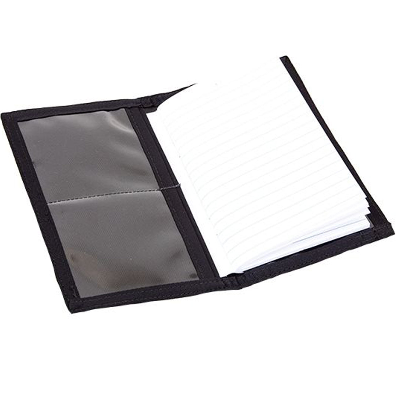 Protect your notebook with this handy lightweight cover. Featuring two pockets for holding small documents, and a notebook. With four window pockets to hold ID or money. Designed to work with a 9.5cm x 14.5cm notebook www.moralepatches.com.au