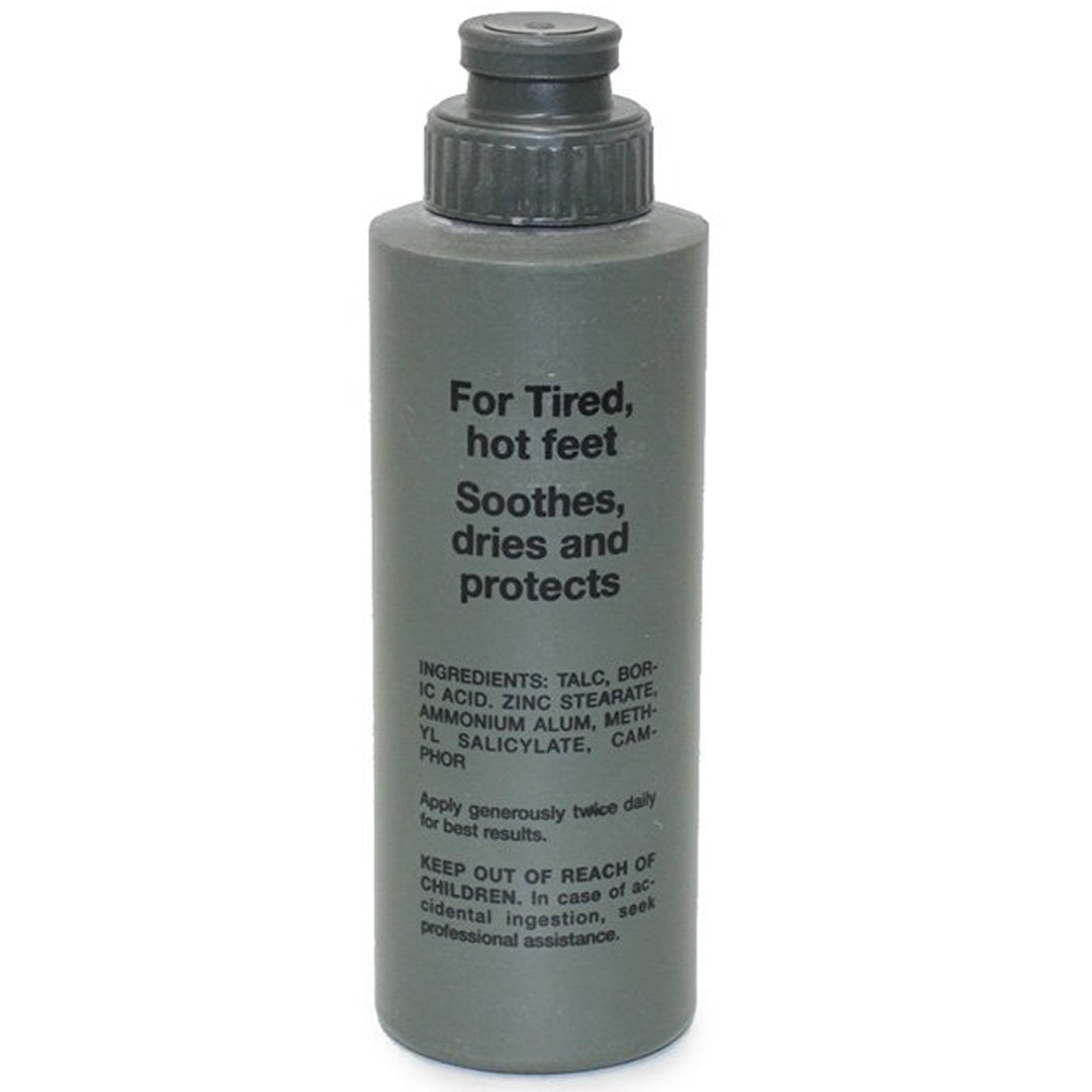 Made from Talc, this army issue powder soothes, dries and protects your feet whilst preventing itching and burning. Great for people who are in boots most of the day and have no time to let the skin breathe. Great to take when Hiking, working or to keep your feet smelling fresh on school camp. www.moralepatches.com.au