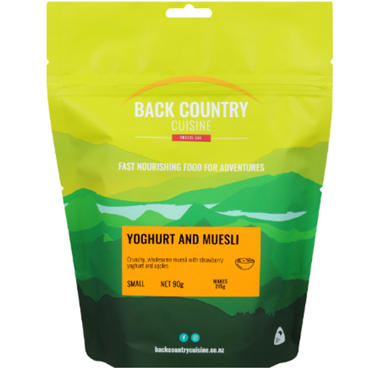 Indulge in the delicious combination of crunchy, wholesome muesli and creamy strawberry yoghurt with pieces of juicy apple in Back Country Cuisine's Freeze Dried Meal Yoghurt & Muesli. This 90g small package packs a punch of flavour and nutrition for your outdoor adventures. www.moralepatches.com.au