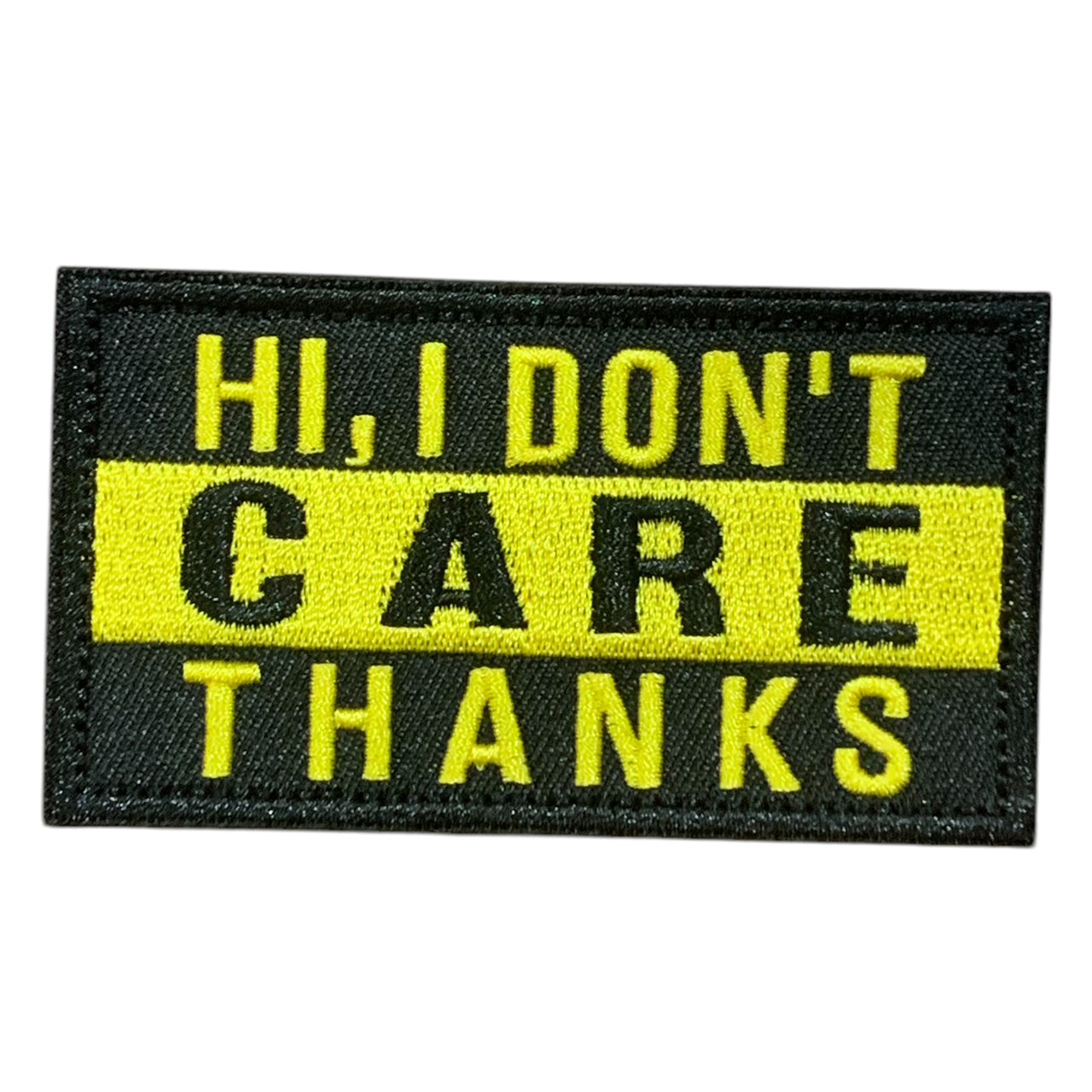 Elevate your style game with the I Don't Care Embroidery Hook & Loop Morale Patch! Featuring a supportive design, this patch measures 9.5x5cm and is perfect for adding a touch of personality to your operator hats, tactical jackets, and bags. The hook backing ensures easy application and a secure hold, making it a must-have for any tactical enthusiast. Upgrade your gear today! www.moralepatches.com.au