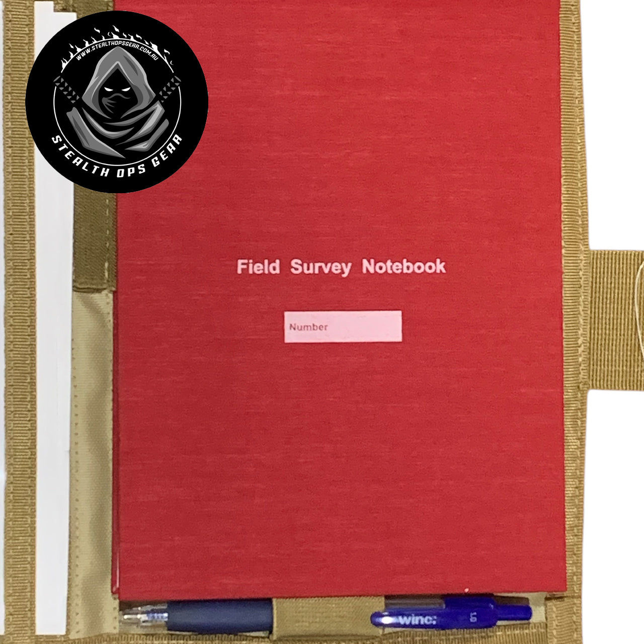 The perfect companion for your Field Survey Notebook is here - the AMCU Survey Notebook Stealth Ops Gear! This notebook cover not only protects your notebook with its elastic loop, but it also has a clear plastic window for maps and additional sleeves for any important papers or objects. Plus, keep your writing utensil within reach with the pen/pencil elastic loop. Upgrade your surveying game with this must-have gear! www.moralepatches.com.au