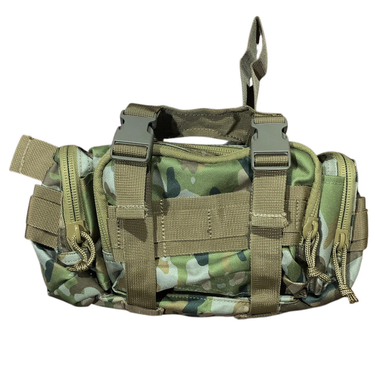 Elevate your outdoor adventures with the AMCU Waist Bag With MOLLE Adaptability! This versatile bum bag features convenient side and front pockets, as well as MOLLE fittings and x2 straps for ultimate functionality. The top compression strap/handle and waist belt ensure a secure fit, while the main compartment with mesh divider allows for easy organization. Crafted with heavy duty fabric, this bag can handle even the toughest terrain. www.moralepatches.com.au