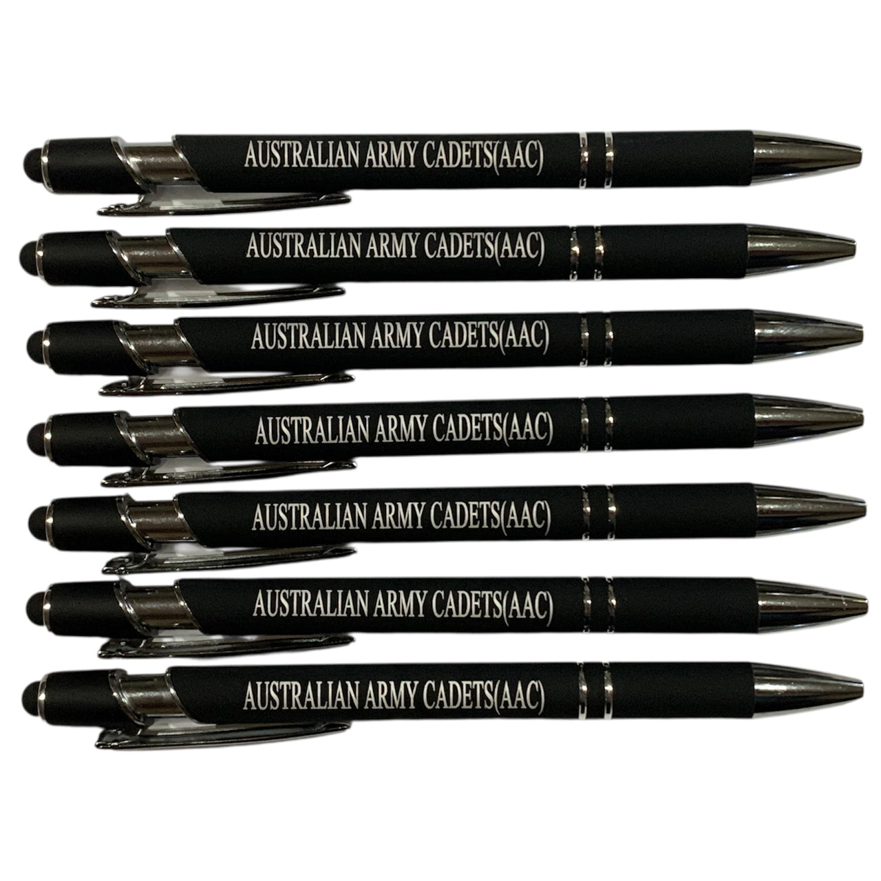 The Australian Army Cadets (AAC) Pen Black is a versatile tool that combines both a black ink pen and a stylus for touch screens. Perfect for conferences and events, this pen makes a comfortable and useful gift that is sure to be a favourite among recipients. www.moralepatches.com.au
