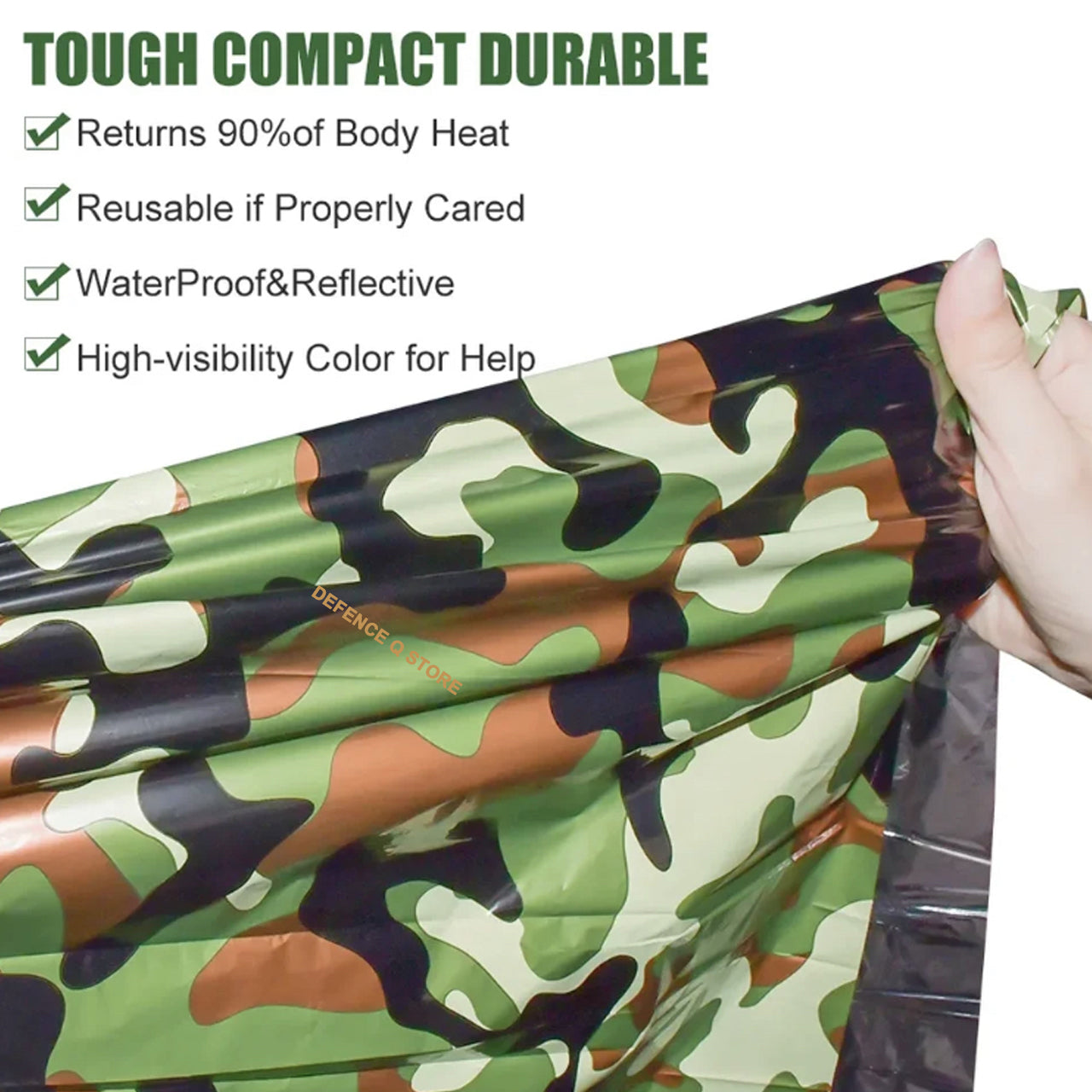 The Bivvy Emergency Sleeping Bag is a must-have for any outdoor adventure. It offers reliable protection from wet weather, keeping you warm and dry no matter the conditions. Plus, its functional design allows it to double as a temporary shelter for added safety and security. Add it to your emergency kit for a versatile and essential piece of gear. Measures 200x120cm. www.moralepatches.com.au
