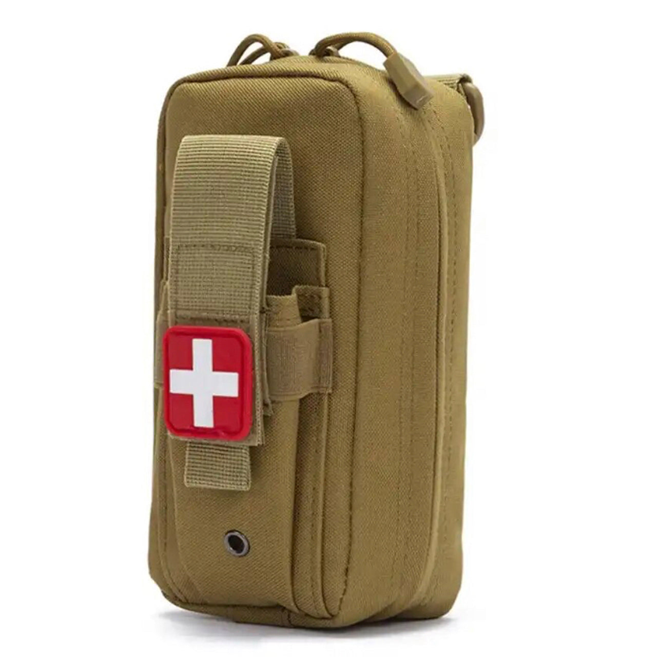 Compact Emergency kit pouch with lots of uses, carry your tourniquet, multitool or torch in the front pocket. Add your essential items in the main compartment from bandages to rations. Attach to your gear with x2 MOLLE straps to suit your needs but don't forget this essential pouch in the field. www.moralepatches.com.au
