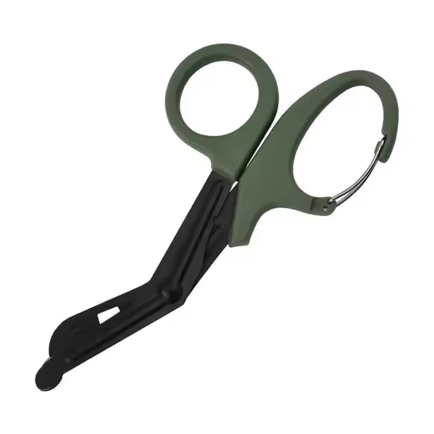D-Ring Style Deluxe EMS Shears 15cm long total length in green, being able to attach these onto all sorts of equipment is a massive bonus. No need to have to put them in a pouch or other outdoor gear, just hook onto a belt loop or equipment loop and they are set to go. www.moralepatches.com.au