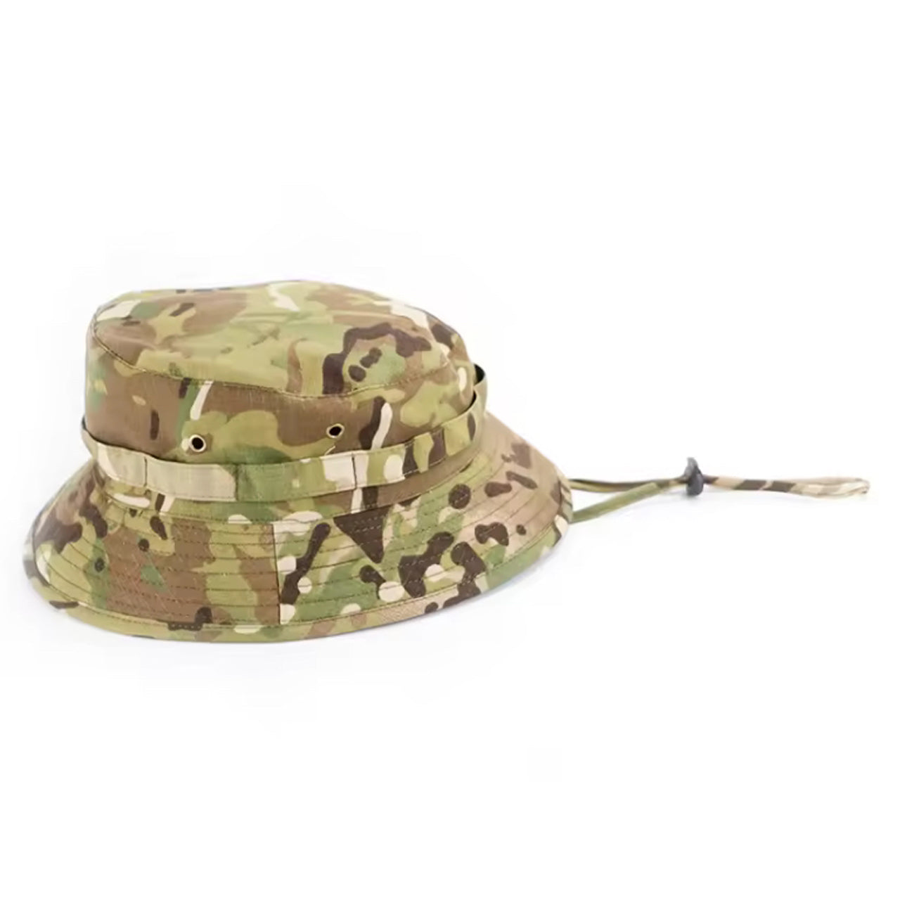 Experience the unbeatable comfort and functionality of this Giggle Bush Hat in size 60! Crafted with breathable canvas fabric, this hat features a Multicam drawstring with toggle for a secure fit. The double layer brim provides added protection from the elements, while the improved design boasts a wider brim for a stylish look. Don't miss out on this must-have accessory! www.moralepatches.com.au