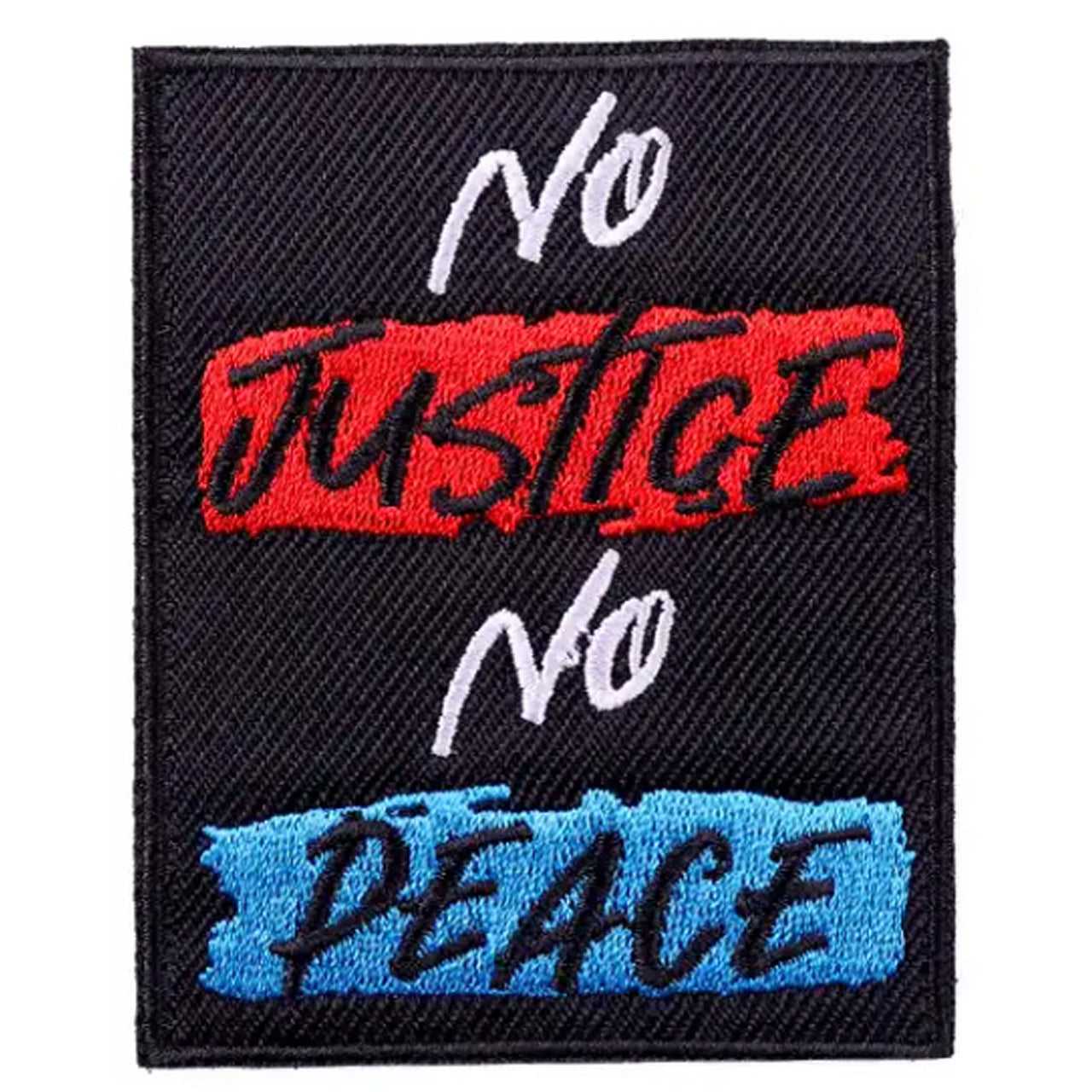 No Justice No Peace Patch Iron On 7.5x5cm www.moralepatches.com.au