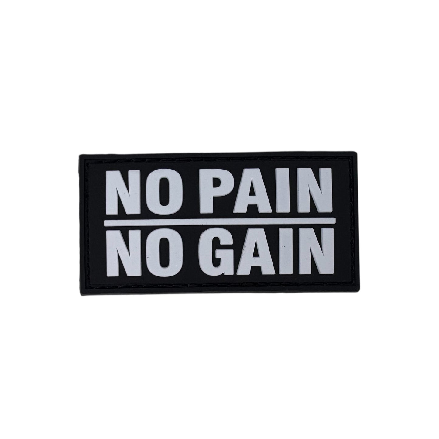 Unleash your creativity with the No Pain No Gain PVC Morale Patch Velcro Backed! Measuring 6x3cm and featuring a beautifully moulded design and secure hook backing, this patch is a must-have for any collector. www.moralepatches.com.au