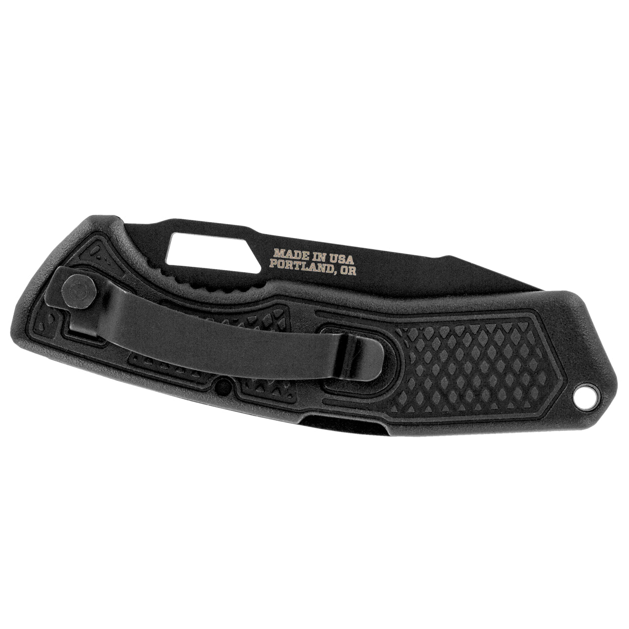 This American-made tactical folder is thoughtfully designed and lightweight for use over the long haul. A 420HC black ceramic coated blade, rubberized diamond texture handle, sturdy pocket clip, and partially serrated blade ensure preparedness. www.moralepatches.com.au