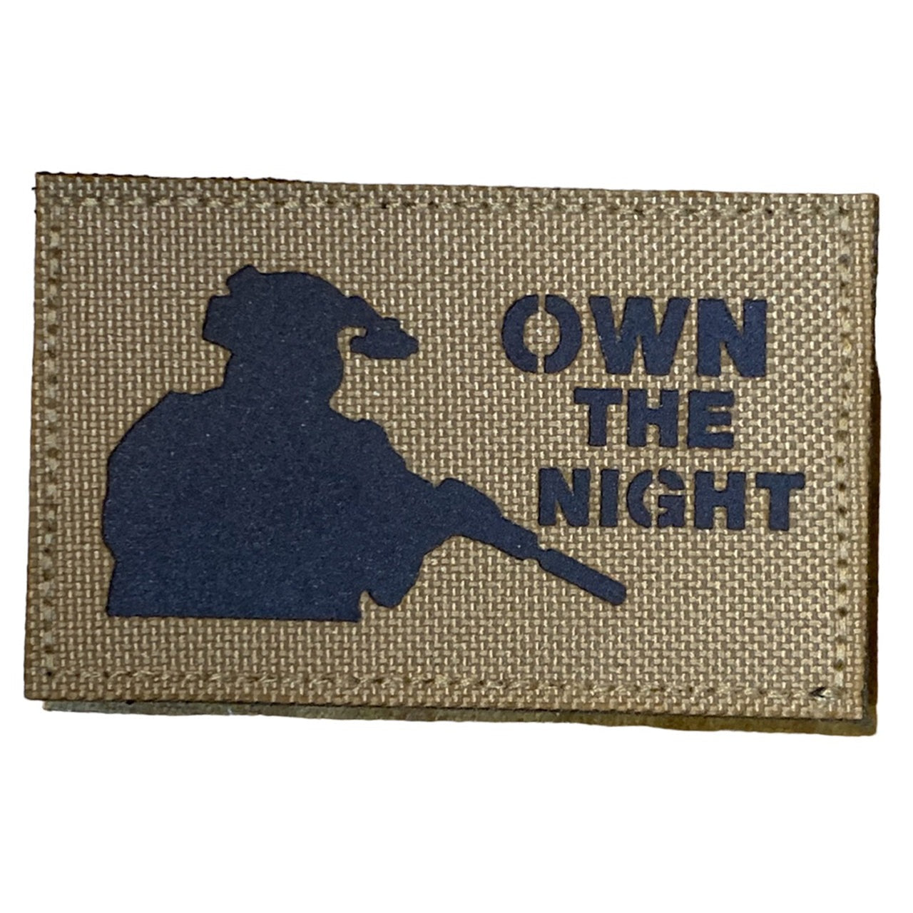 Own The Night Laser Cut Tan Patch Hook & Loop. Size: 8x5cm HOOK AND LOOP BACKED PATCH(BOTH PROVIDED) www.moralepatches.com.au