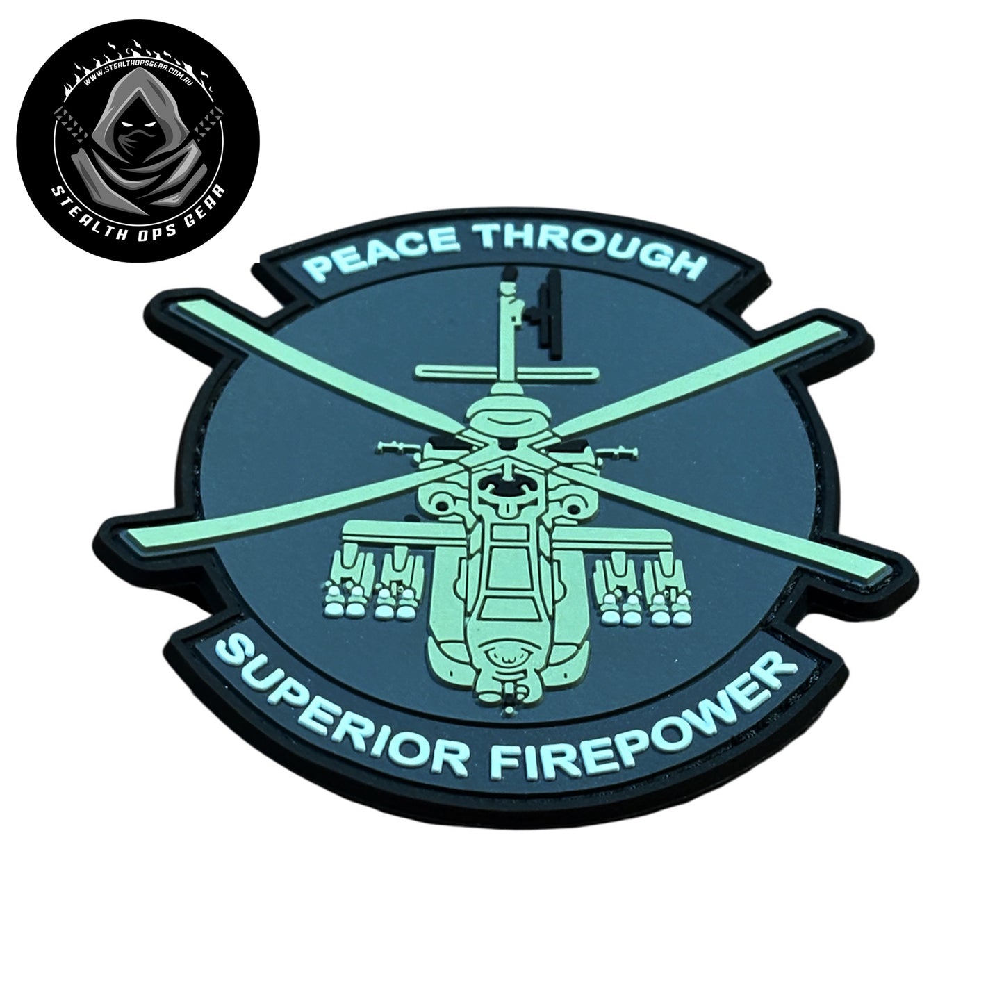 Peace Through Firepower PVC Morale Patch by Stealth Ops Gear. This bold PVC morale patch delivers attitude and authenticity to your tactical gear, backpack, or everyday carry. At 9x9cm, it's sized perfectly for visibility without overwhelming your setup. www.moralepatches.com.au