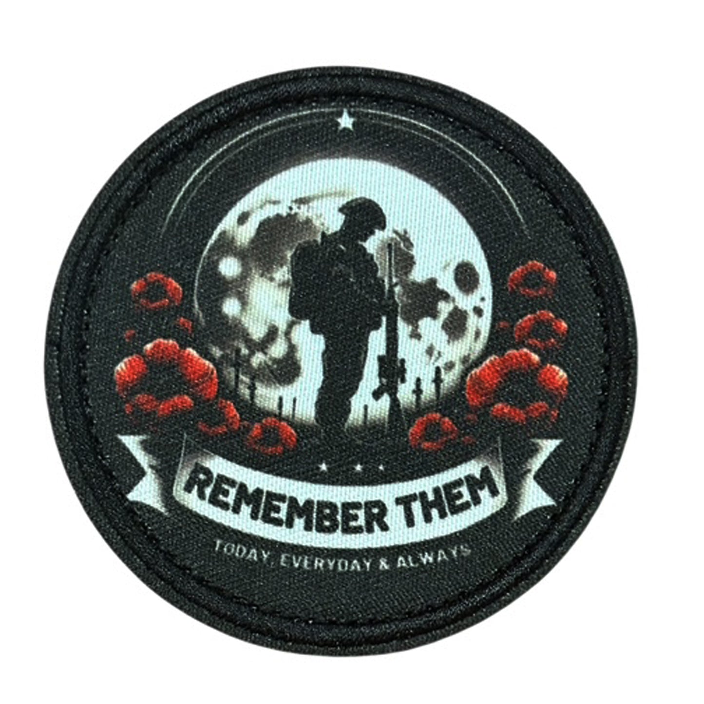 Remember Them Embroidery Morale Patch - Stealth Ops Gear, measuring 8cm, is a striking and durable addition to personalize your gear with style and toughness. Crafted with high-quality embroidery, this patch features a versatile pattern that blends seamlessly with various tactical and outdoor equipment. Its compact size makes it easy to attach to backpacks, jackets, or vests www.moralepatches.com.au
