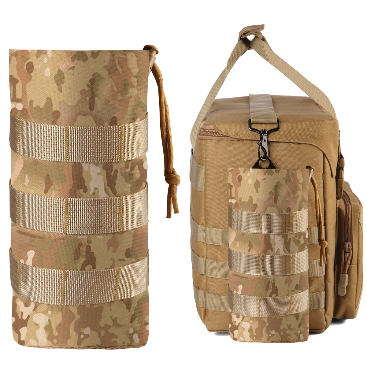 Keep your hydration within arm's reach with the MOLLE Water Bottle Pouch Multicam. Engineered for tactical versatility, this rugged pouch integrates seamlessly with MOLLE webbing on backpacks, vests, and gear. www.moralepatches.com.au