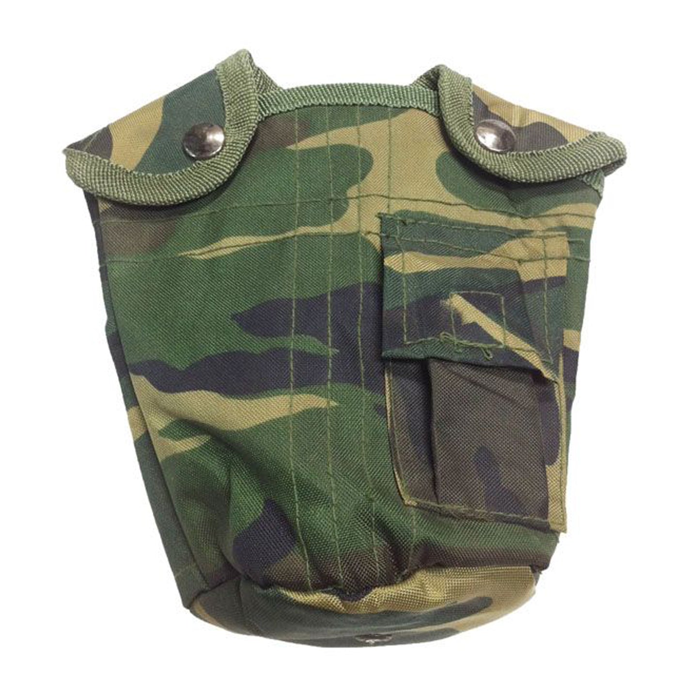 Keep your G.I. canteen secure and ready for action with this durable woodland camo cover. Featuring authentic metal Alice clips, it attaches seamlessly to your gear for convenient field access. Built from tough nylon material designed to withstand demanding conditions. www.moralepatches.com.au
