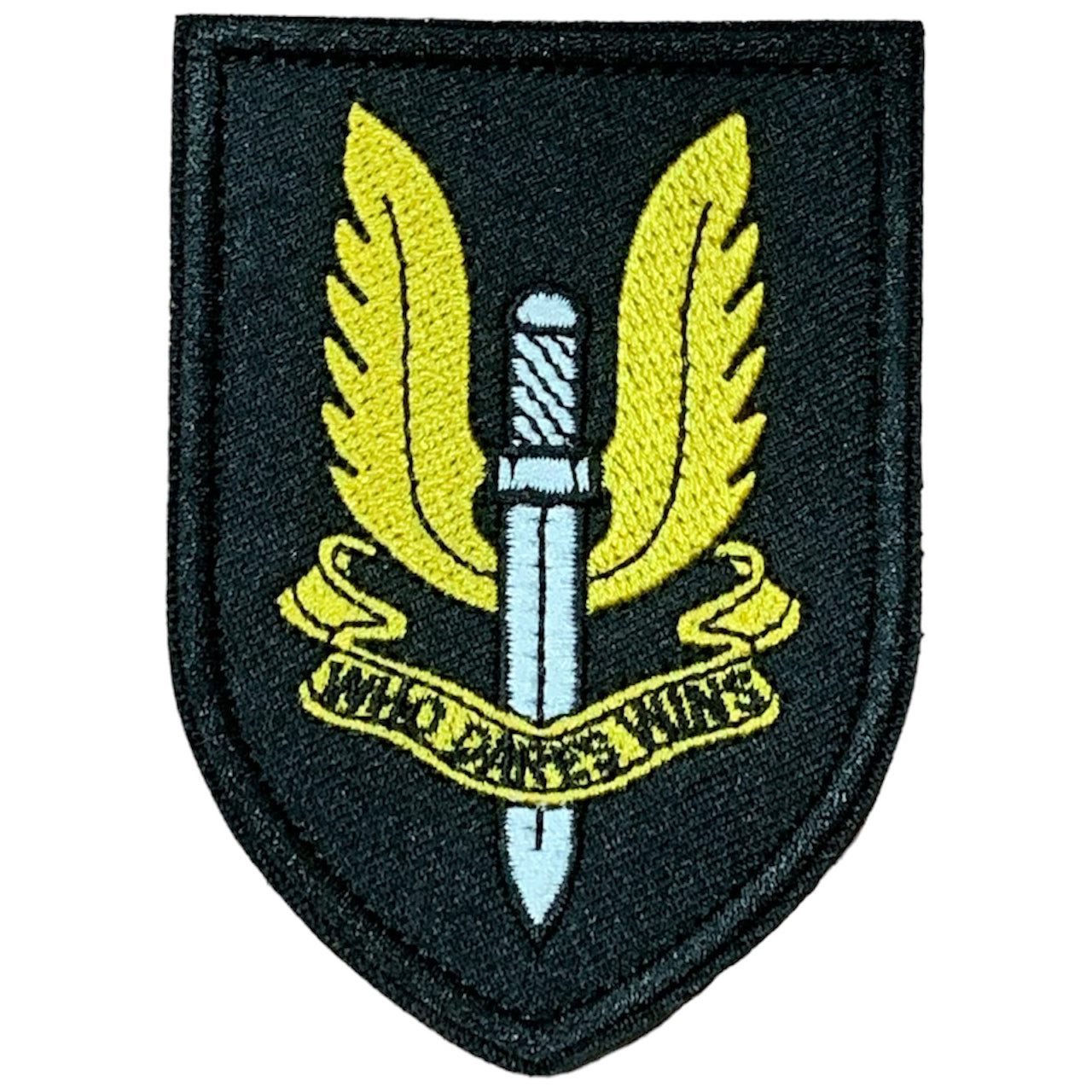 Take on new challenges and embrace the daring spirit of the British SAS with "Who Dares Wins" Patch Hook & Loop. This powerful motto has been embraced by eleven elite special forces units worldwide, and now you can embody it in your own organization or project. www.moralepatches.com.au