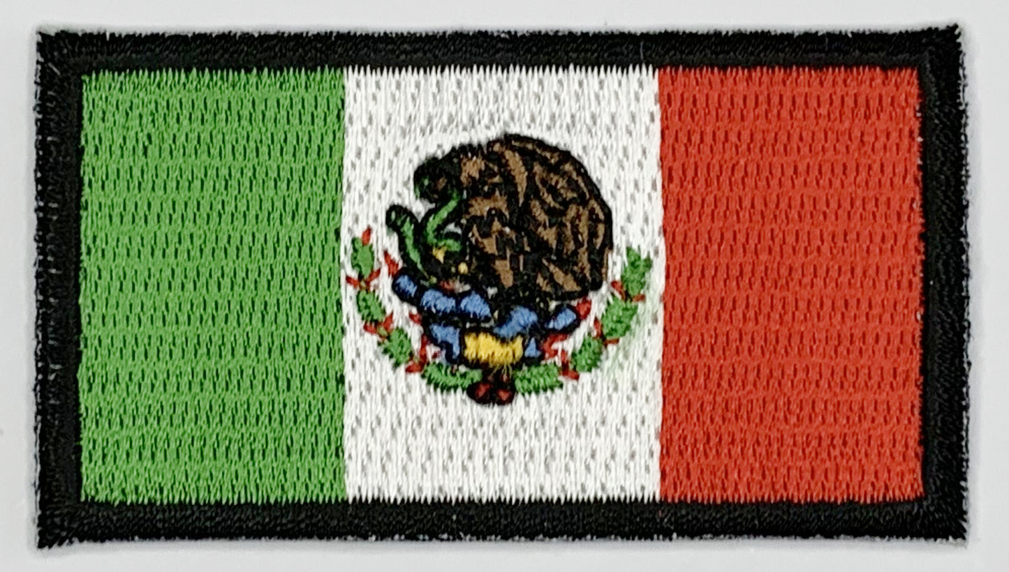 Mexico Flag Iron On Patch. Great for attaching to your jackets, shirts, pants, jeans, hats. Size: 6.5X3.5cm