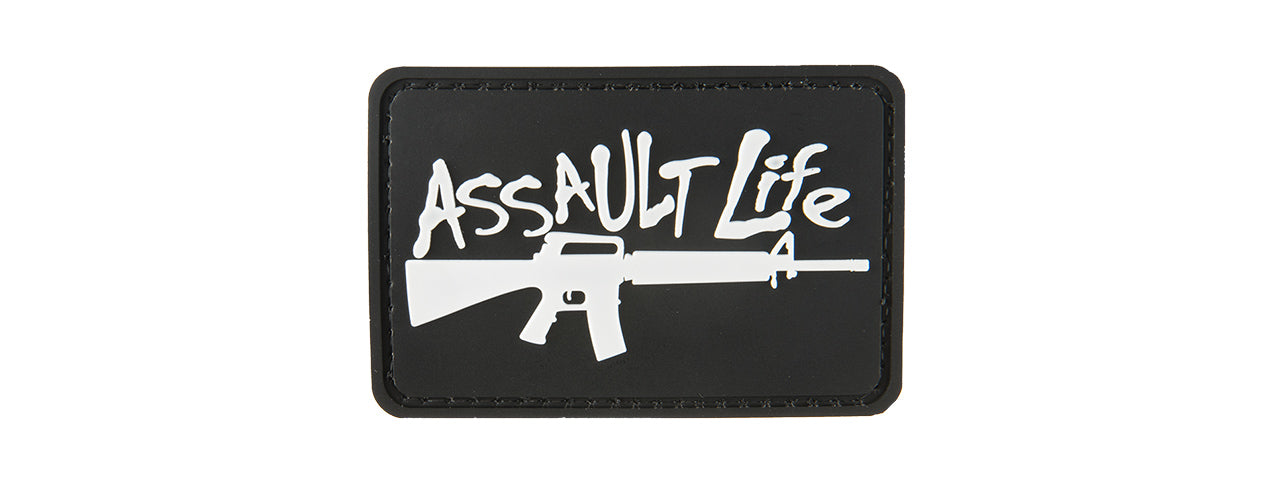 Assault Life PVC Patch, Velcro backed Badge. Great for attaching to your field gear, jackets, shirts, pants, jeans, hats or even create your own patch board. Size: 7.5x5cm