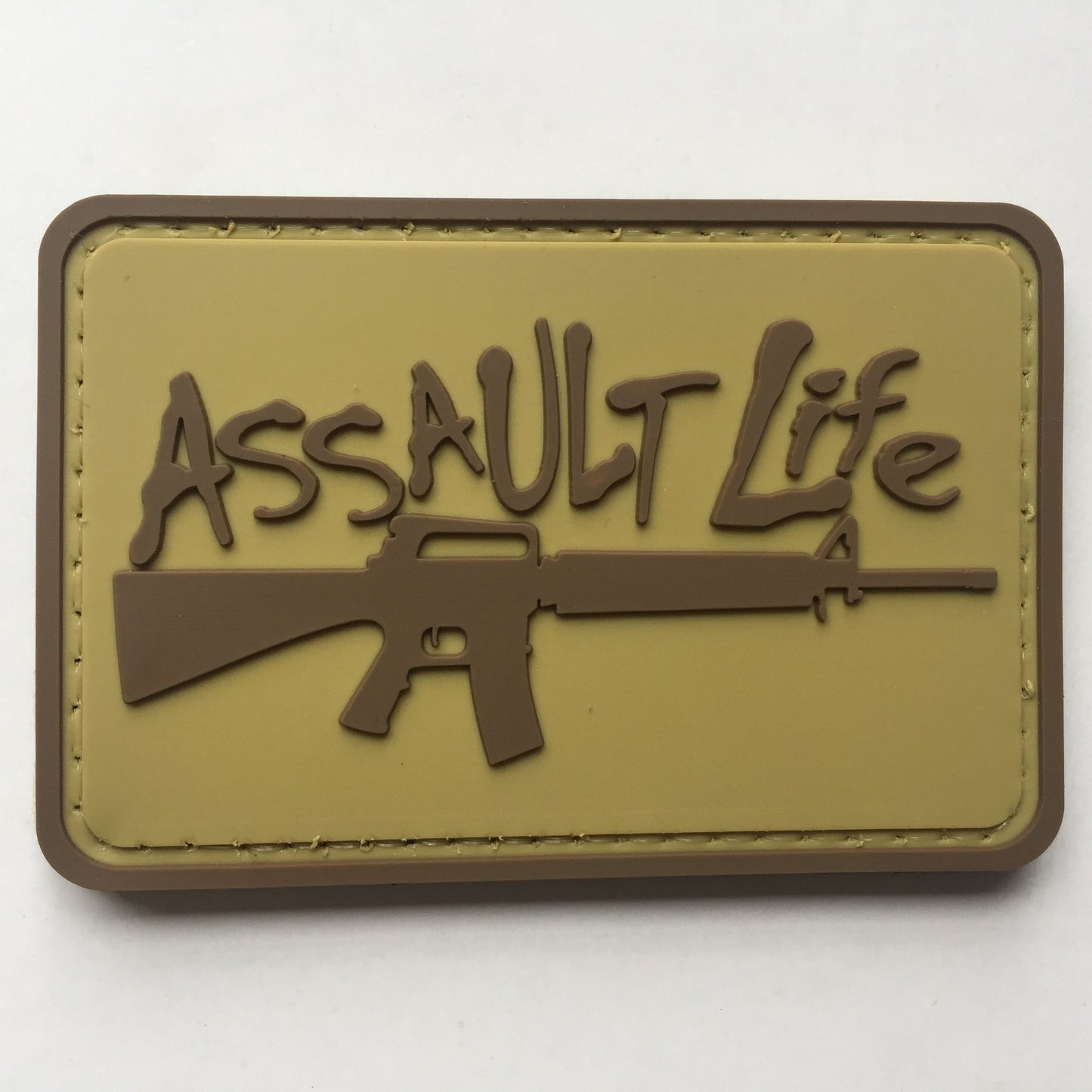Assault Life PVC Patch, Velcro backed Badge. Great for attaching to your field gear, jackets, shirts, pants, jeans, hats or even create your own patch board. Size: 7.5x5cm
