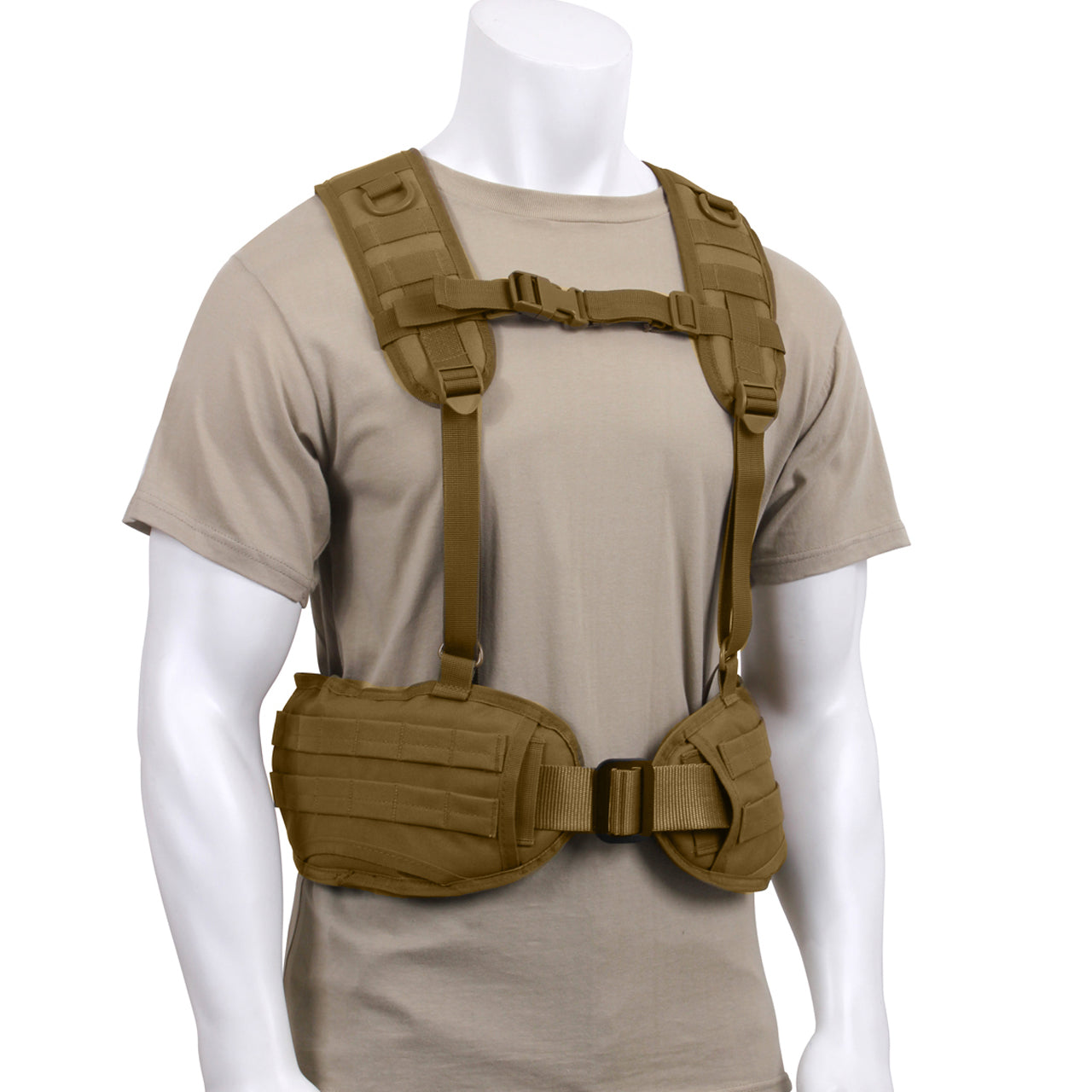 Rothco's Tactical Battle Harness provides you with a superior load bearing solution that will keep your battle belt from slipping down in combat. Tactical Harness Features Four Webbing Straps That Attach To The D-Rings On Your Battle Belt Padded Shoulder Straps And Yoke On The Battle Belt Harness For Comfortable Long-Term Wear Battle Belt Harness Features MOLLE Loops, Elastic Loop, And A D-Ring On Each Shoulder Strap Allow For Additional Attachments www.moralepatches.com.au