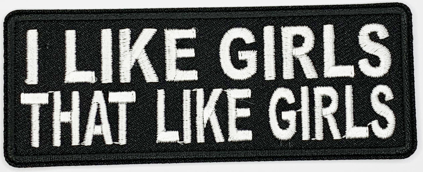 I like girls that like girls Iron On Patch. Great for attaching to your jackets, shirts, pants, jeans, hats. Size: 10.4X4cm