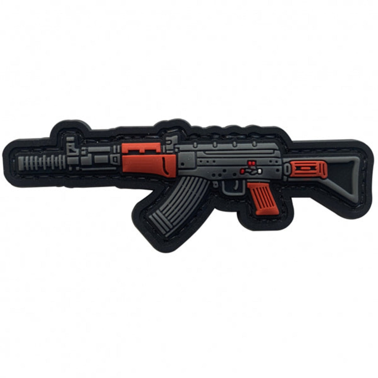 3D AK-47 Assault Rifle PVC Patch, Velcro backed Badge. Great for attaching to your field gear, jackets, shirts, pants, jeans, hats or even create your own patch board. Size: 9.5x3cm