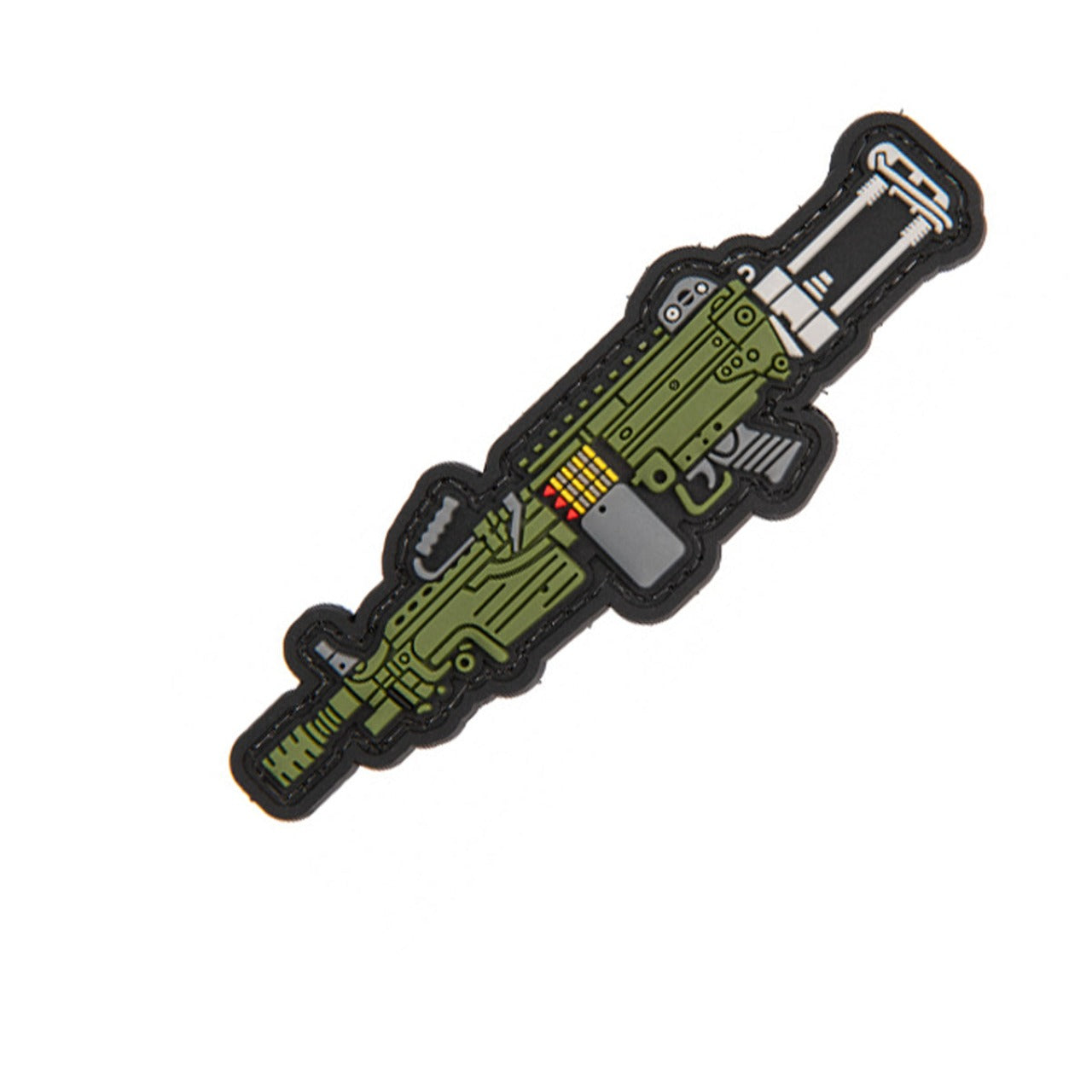3D M249 "Para" PVC Patch, Velcro backed Badge. Great for attaching to your field gear, jackets, shirts, pants, jeans, hats or even create your own patch board. Size: 11x3.2cm