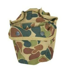 Can fit a kidney cup with a water bottle in the main pouch Can fit a hexamine stove in the front pocket Made from heavy duty 900D 2 coats PU fabric MOLLE fittings Heavy duty webbing Drainage holes on base
