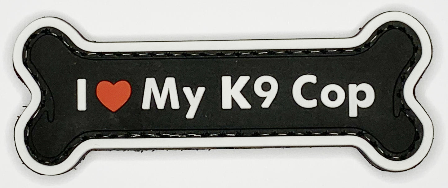 Love My K9 Cop PVC Patch, Velcro backed Badge. Great for attaching to your field gear, jackets, shirts, pants, jeans, hats or even create your own patch board. Size: 8x3cm
