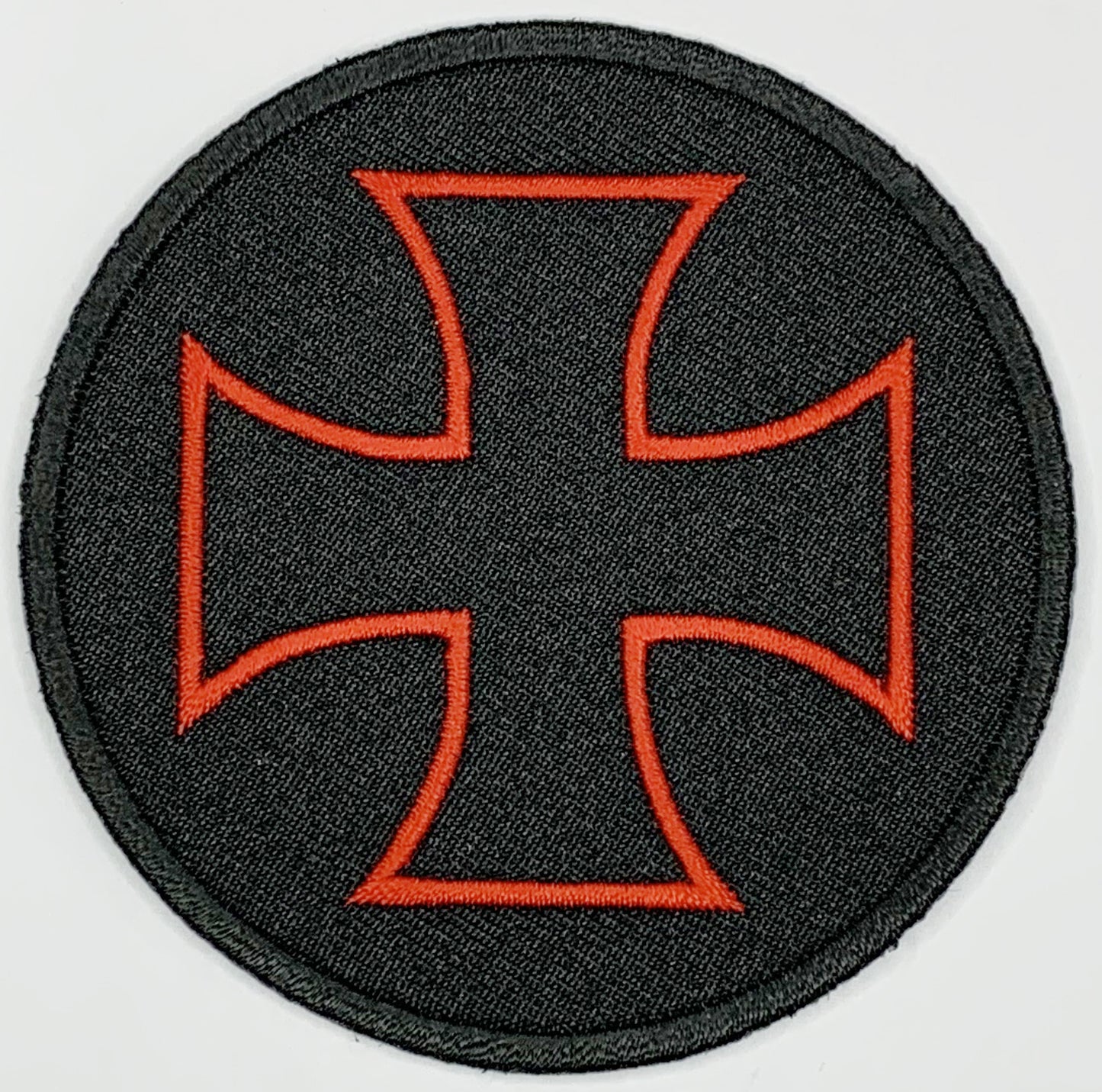 Iron Cross Red and Black Iron On Patch. Great for attaching to your jackets, shirts, pants, jeans, hats. Size: 7.62cm