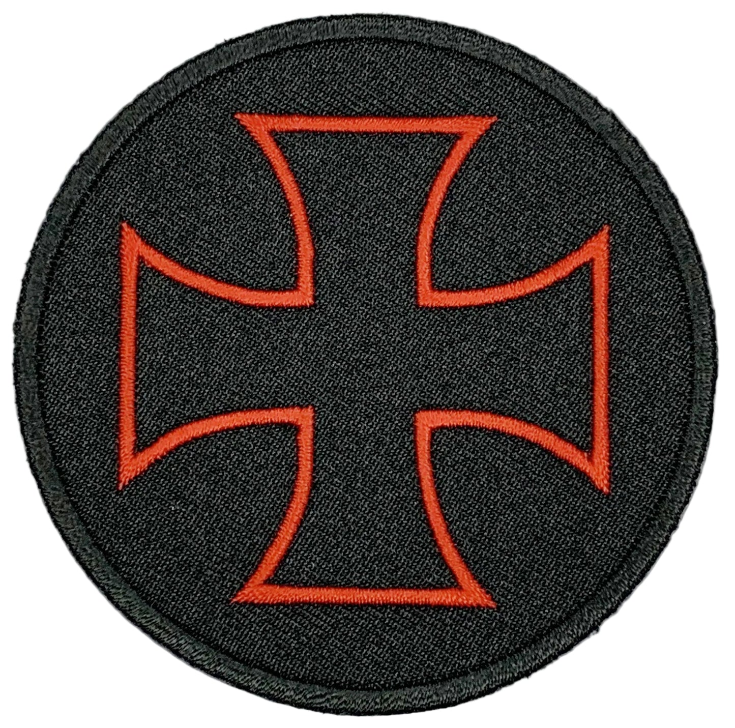 Iron Cross Red and Black Iron On Patch. Great for attaching to your jackets, shirts, pants, jeans, hats. Size: 7.62cm