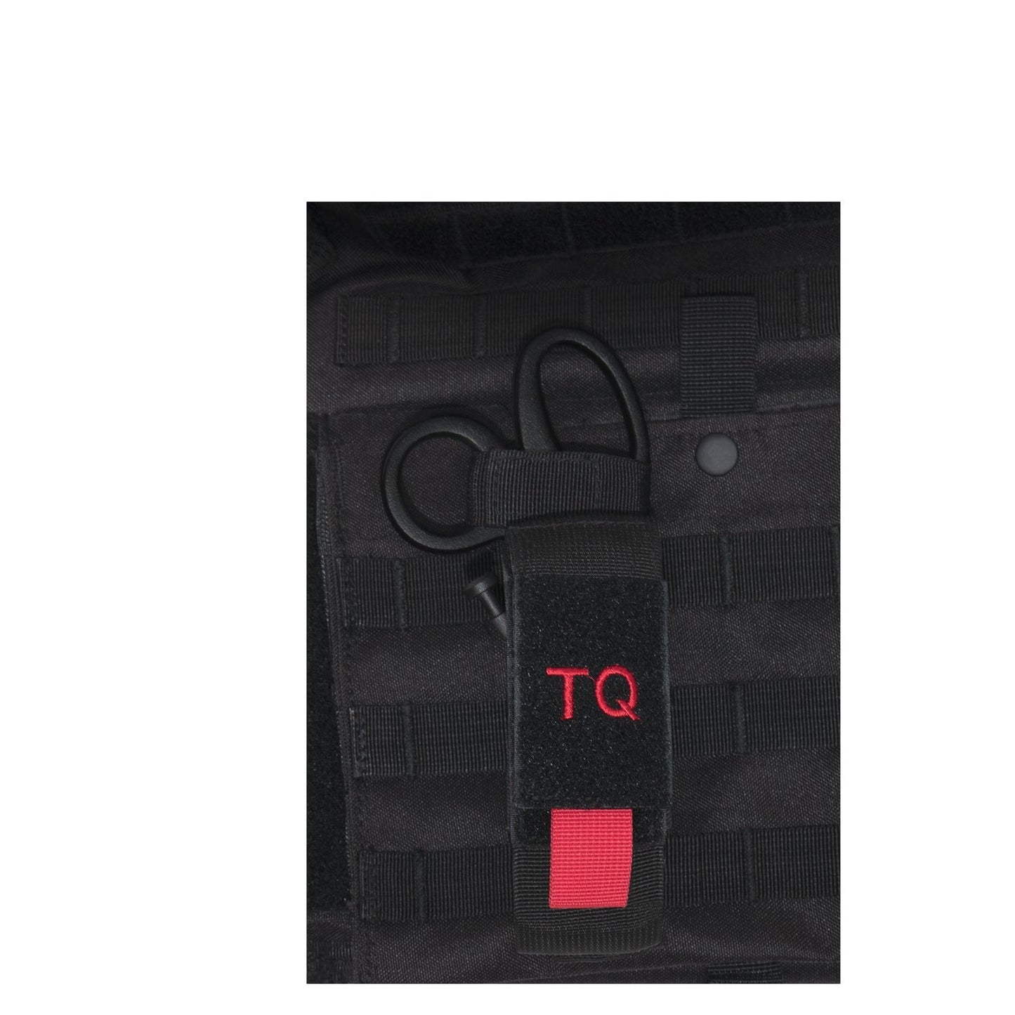 Rothco’s Tactical “TQ” Pouch is designed to hold your tourniquet and shears with an elastic hook & loop compartment and a hidden back pocket with a horizontal hook and loop strap that feeds through the handle of your shears.