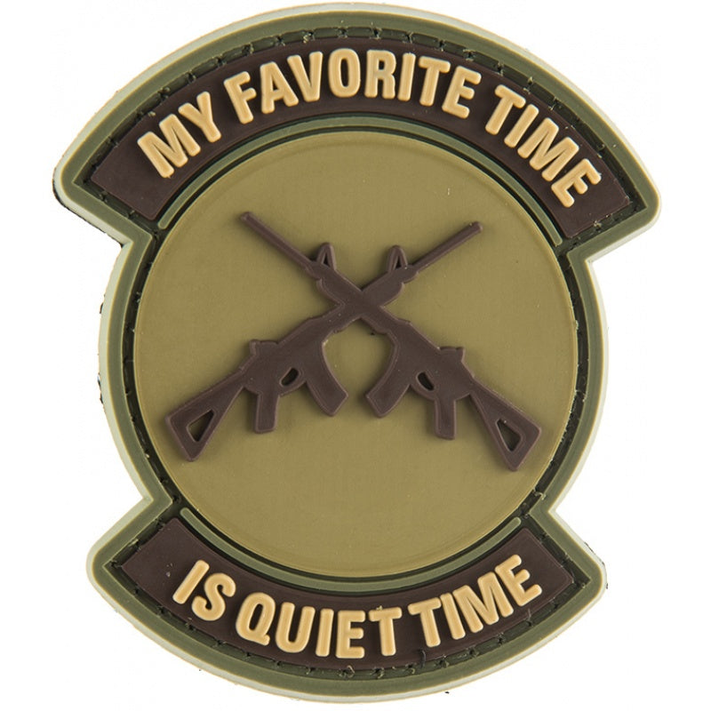 My Favorite Time is Quiet Time PVC Patch, Velcro backed Badge. Great for attaching to your field gear, jackets, shirts, pants, jeans, hats or even create your own patch board. Size: 7x6cm