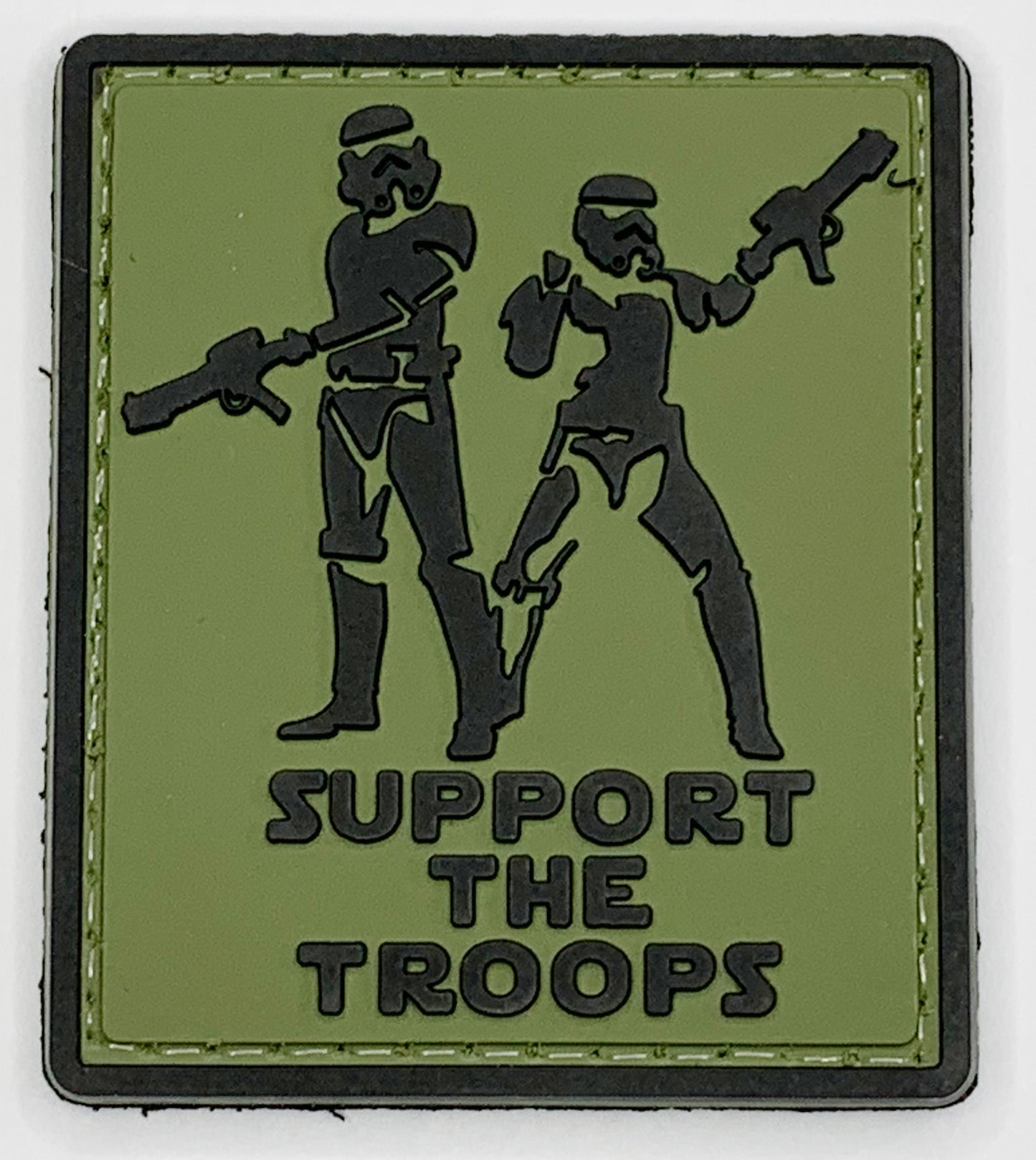 Support The Troops PVC Patch, Velcro backed Badge. Great for attaching to your field gear, jackets, shirts, pants, jeans, hats or even create your own patch board. Size: 6x5cm