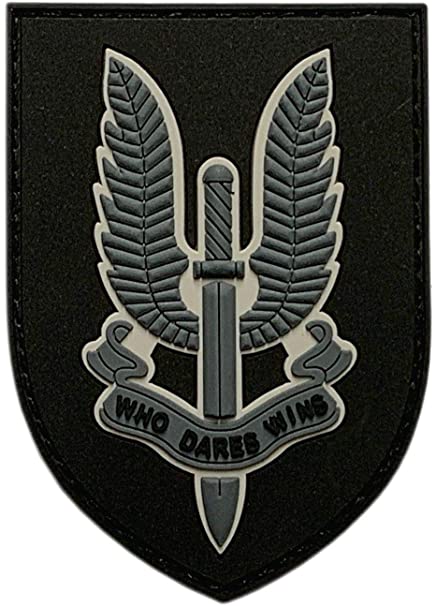 Special Air Service SUS, Who Dares Wins PVC Patch, Velcro backed Badge. Great for attaching to your field gear, jackets, shirts, pants, jeans, hats or even create your own patch board. Size: 7.5x5.2cm