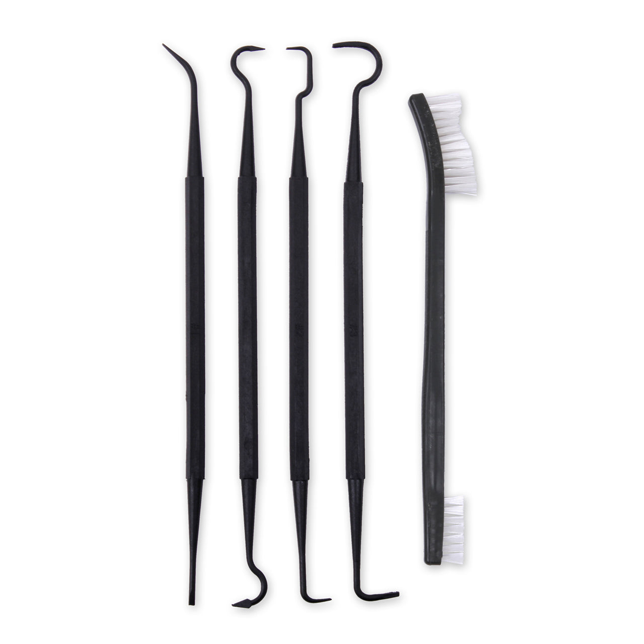 Rothco's Gun Cleaning Pick and Brush Set is a kit of 4 nylon picks and a polypropylene brush. Each pick is double ended with different shapes and grips. Each pick has a hexagon shape for grip. www.moralepatches.com.au