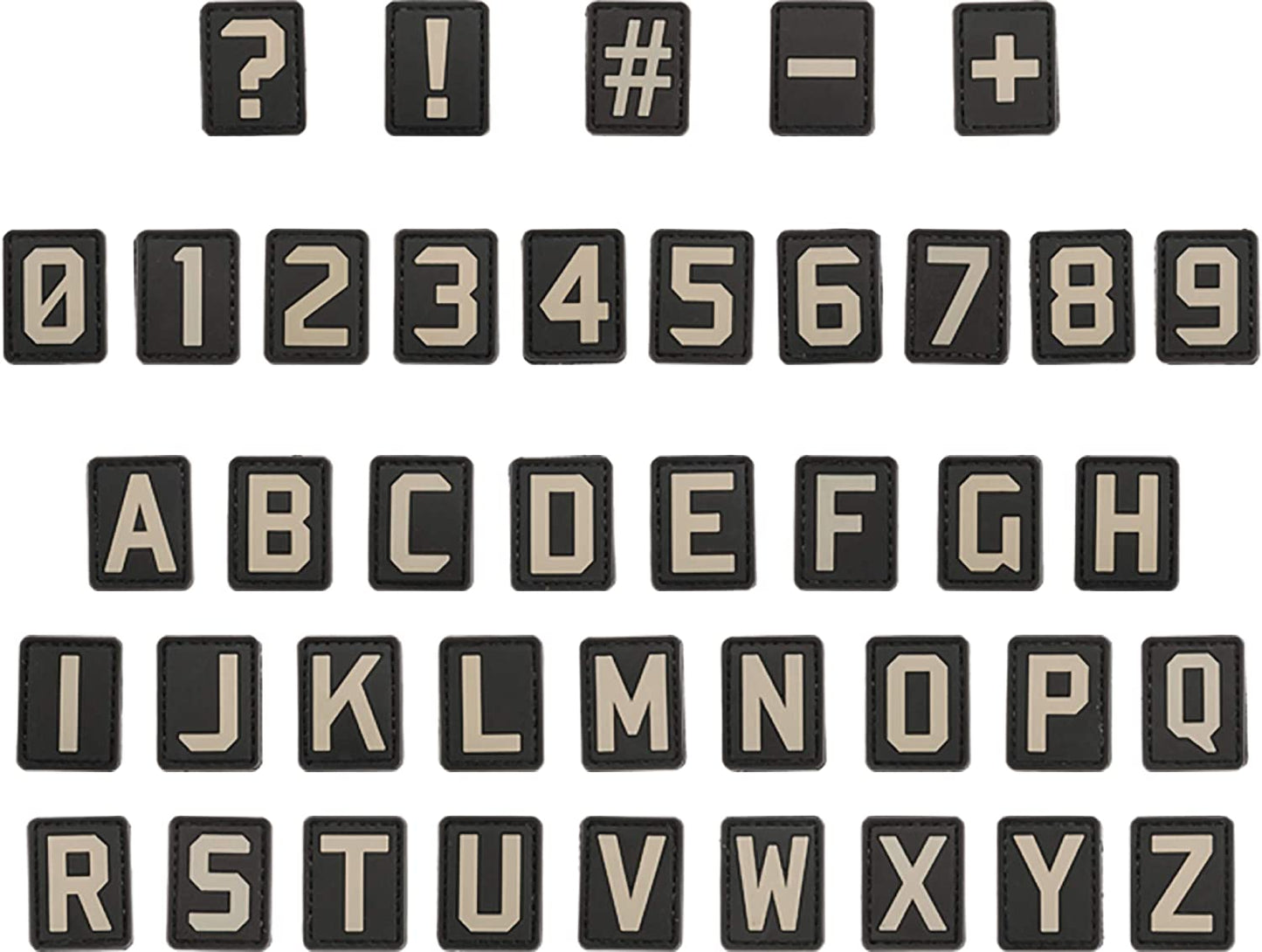 NUMBERS, LETTERS & SYMBOLS PVC Patch, Velcro backed Badge. Great for attaching to your field gear, jackets, shirts, pants, jeans, hats or even create your own patch board. Size: 2.5X3.5cm