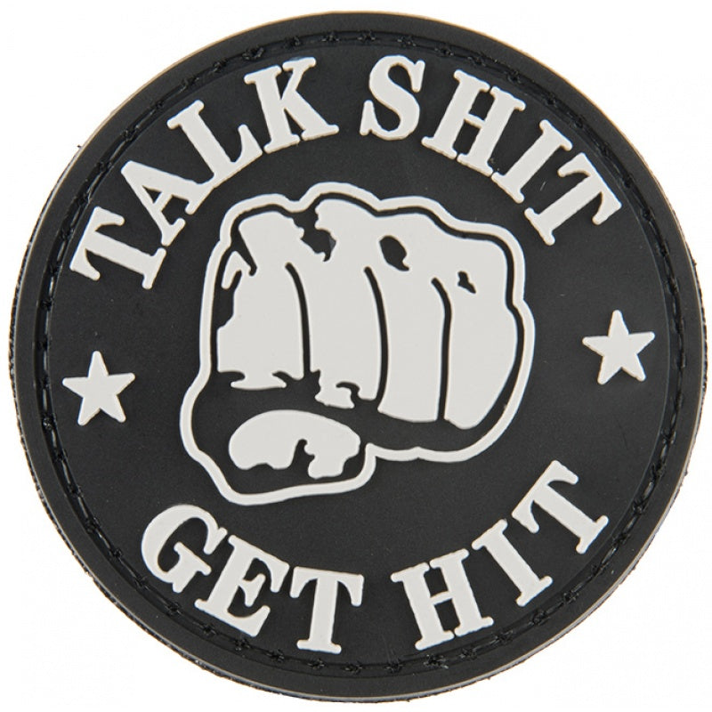 Talk shit. Get Hit PVC Patch, Velcro backed Badge. Great for attaching to your field gear, jackets, shirts, pants, jeans, hats or even create your own patch board. Size: 6cm