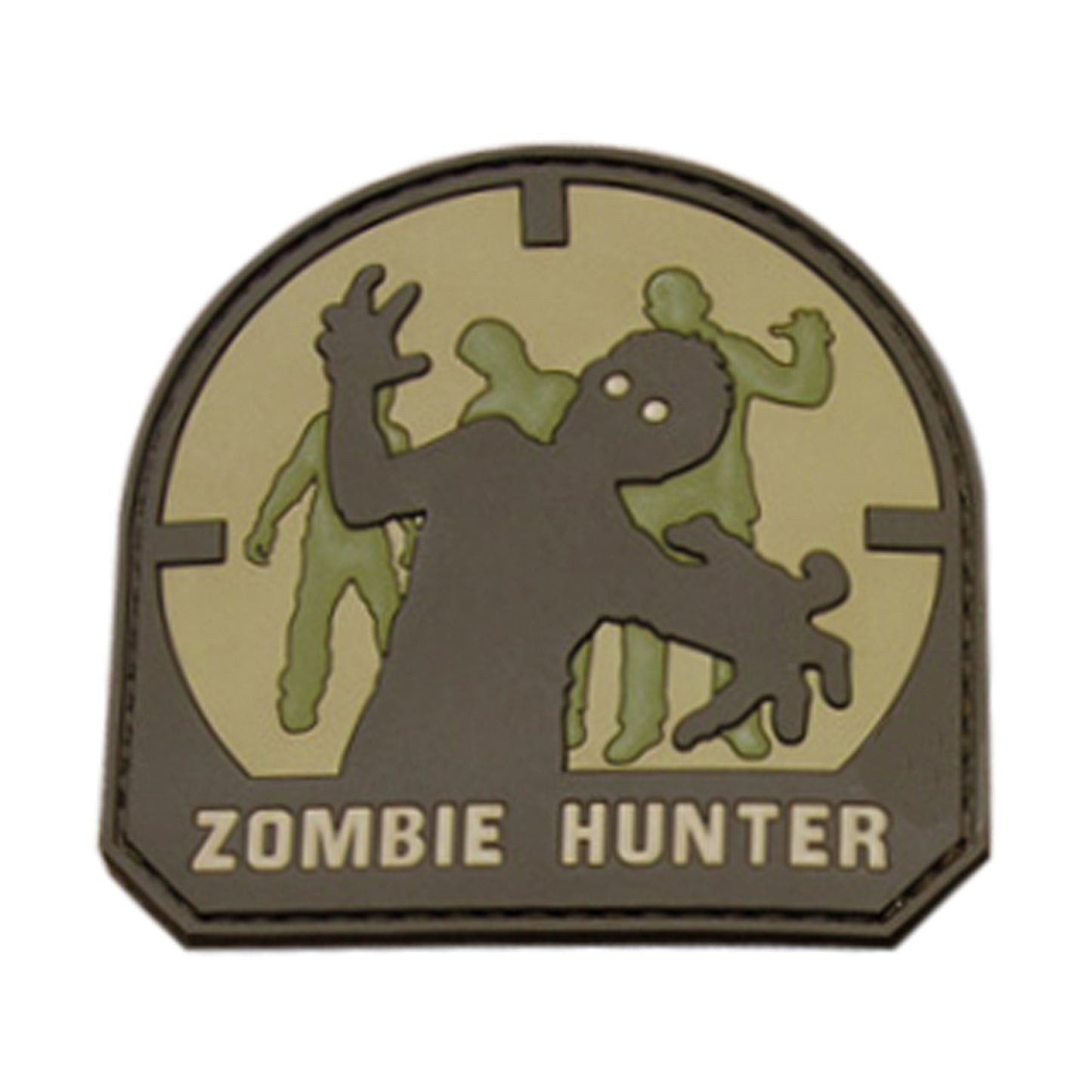 Zombie Hunter - Small PVC Patch, Velcro backed Badge. Great for attaching to your field gear, jackets, shirts, pants, jeans, hats or even create your own patch board. Size: 5x5cm moralepatches.com.au