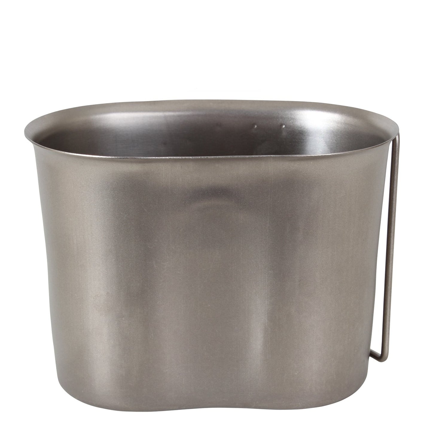 Stainless Steel Canteen Cup Has A Capacity Of 24oz. Army Canteen Cup Fits Under All One Quart Plastic Canteens Canteen Container Features A Butterfly Handle That Can Extend Out 2 3/4" And Has A 3 1/8” Hand Opening To Ensure A Sturdy Hold G.I. Canteen Cup Measures: Top- 5 1/4” X 3 1/4”; Bottom- 4 1/2” X 2 7/8”; Height- 3 3/4” Perfect For Any Outdoor Situation The Perfect Cooking Cup To Take Out Bush For Cadets
