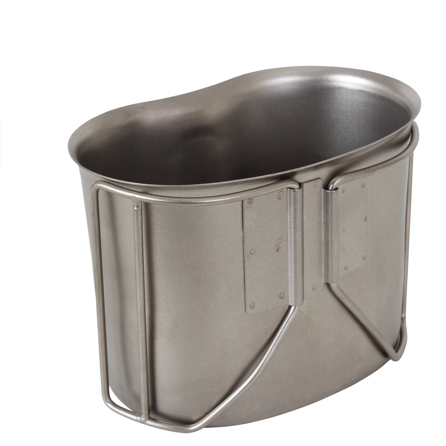 Stainless Steel Canteen Cup Has A Capacity Of 24oz. Army Canteen Cup Fits Under All One Quart Plastic Canteens Canteen Container Features A Butterfly Handle That Can Extend Out 2 3/4" And Has A 3 1/8” Hand Opening To Ensure A Sturdy Hold G.I. Canteen Cup Measures: Top- 5 1/4” X 3 1/4”; Bottom- 4 1/2” X 2 7/8”; Height- 3 3/4” Perfect For Any Outdoor Situation The Perfect Cooking Cup To Take Out Bush For Cadets