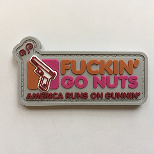 Fucking Go Nuts America Running on Gunning PVC Patch, Velcro backed Badge. Great for attaching to your field gear, jackets, shirts, pants, jeans, hats or even create your own patch board. Size: 7.5x3.8cm