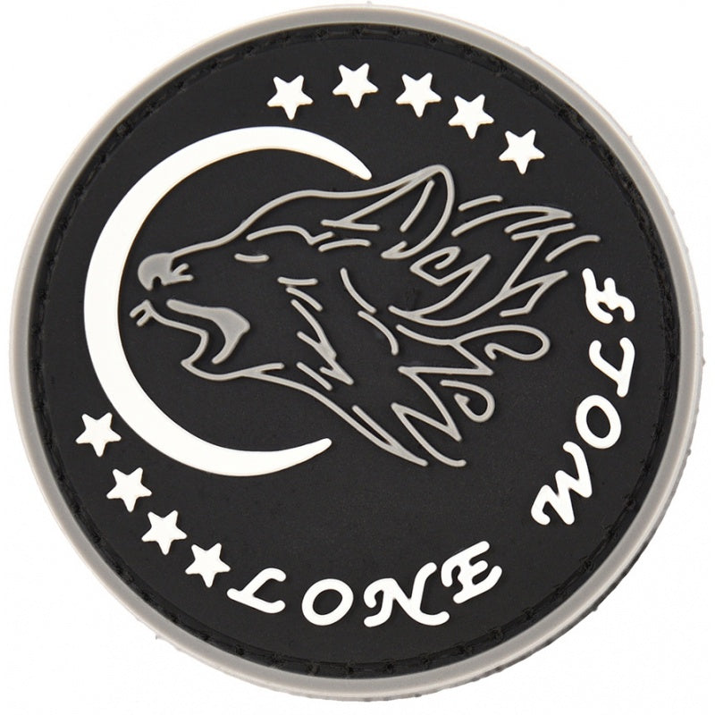Lone Wolf PVC Patch, Velcro backed Badge. Great for attaching to your field gear, jackets, shirts, pants, jeans, hats or even create your own patch board. Size: 6cm