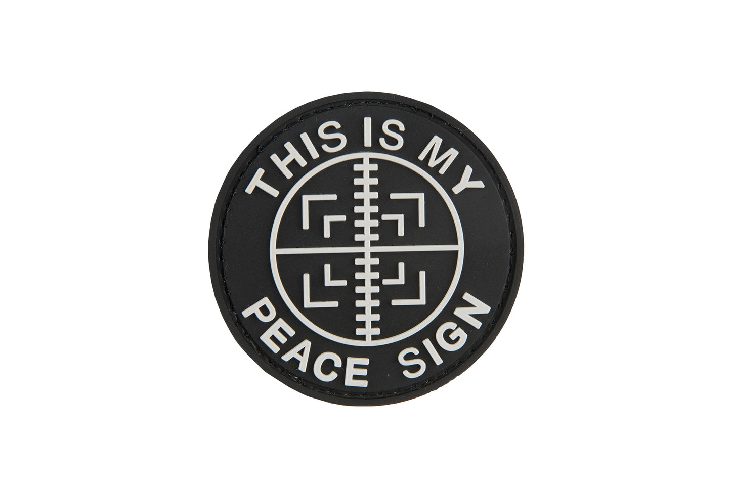 This is my Peace Sign PVC Patch, Velcro backed Badge. Great for attaching to your field gear, jackets, shirts, pants, jeans, hats or even create your own patch board. Size: 6cm