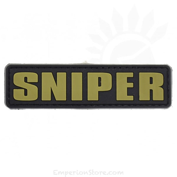 Sniper PVC Patch Tan, Velcro backed Badge. Great for attaching to your field gear, jackets, shirts, pants, jeans, hats or even create your own patch board. Size: 8.5x2.25cm