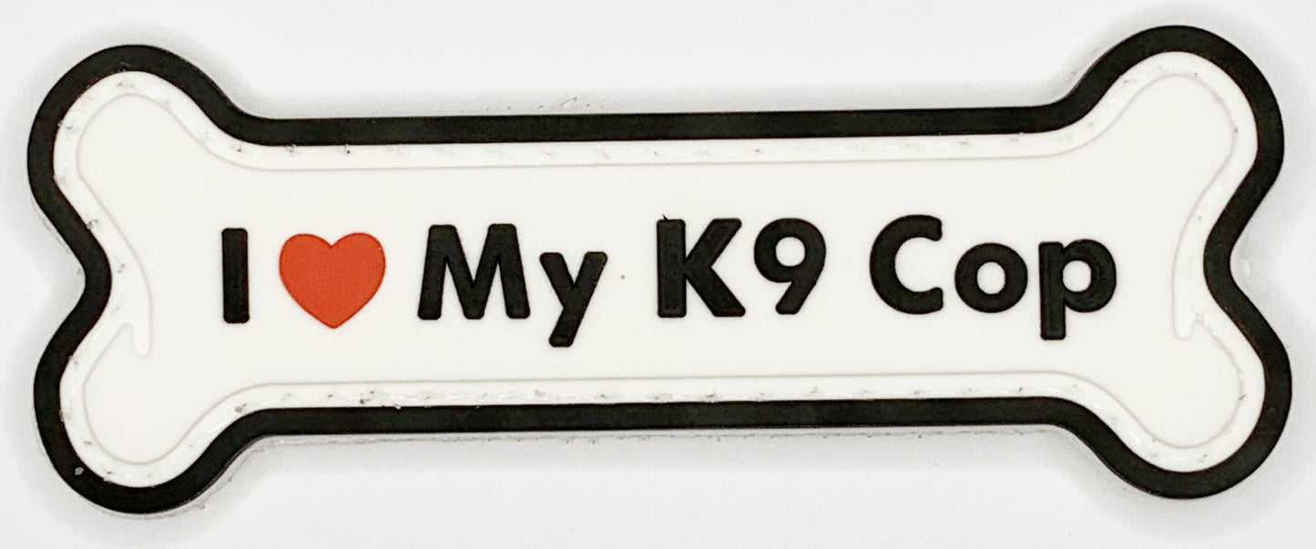 Love My K9 Cop PVC Patch, Velcro backed Badge. Great for attaching to your field gear, jackets, shirts, pants, jeans, hats or even create your own patch board. Size: 8x3cm